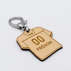 Porte-clés personnalisé gravé bois Maillot de multisport 50x50 mm