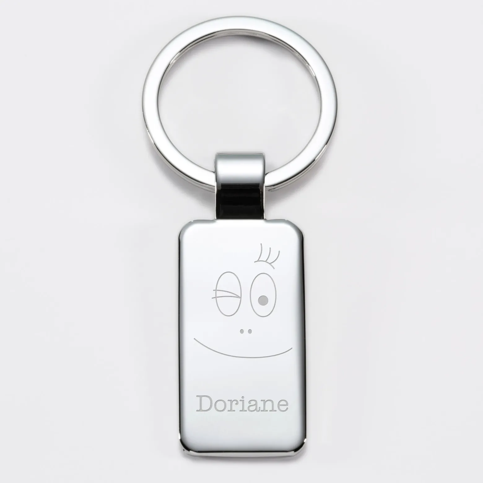 Porte-clés personnalisé gravé acier rectangle 41x22 mm - HappyBulle x Barbapapa