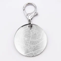 Porte-clés personnalisé gravé acrylique miroir argent médaille ronde 50 mm