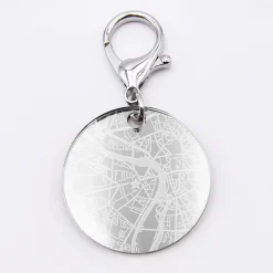 Porte-clés personnalisé gravé acrylique miroir argent médaille ronde 50 mm