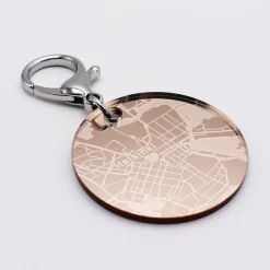 Porte-clés personnalisé gravé acrylique miroir rose gold médaille ronde 50 mm