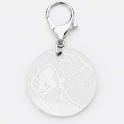 Porte-clés personnalisé gravé acrylique médaille ronde 50 mm "Géo map"