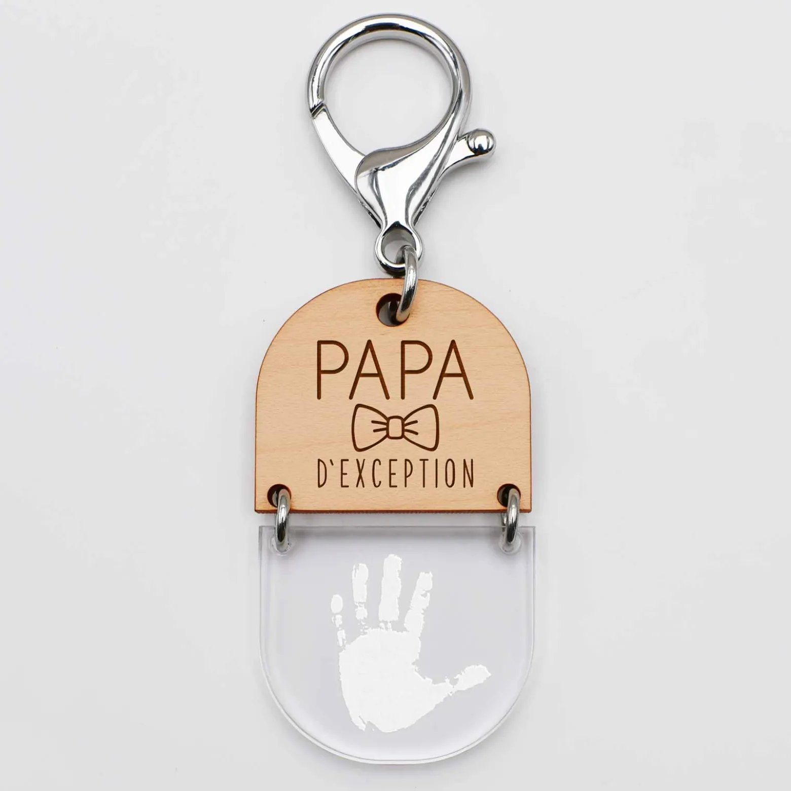 Porte-clés personnalisé gravé bi-matière bois 55 mm - édition spéciale "papa"