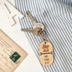 Porte-clés personnalisé gravé bi-matière bois 55 mm - édition spéciale