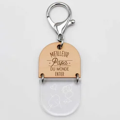 Porte-clés personnalisé gravé bi-matière bois 55 mm - édition spéciale