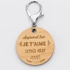 Porte-clés personnalisé gravé bois médaille 50 mm "Je t'aime depuis..." - Nos petits imparfaits
