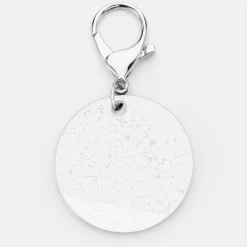 Porte-clés personnalisé gravé acrylique médaille ronde 50 mm "Carte du ciel étoilé" version white