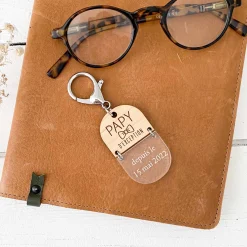 Porte-clés personnalisé gravé bi-matière bois 55 mm - édition spéciale