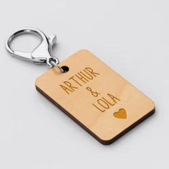 Porte-clés personnalisé gravé bois médaille 50 mm