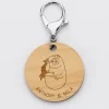 Porte-clés personnalisé gravé bois médaille ronde 50 mm - HappyBulle x Barbapapa