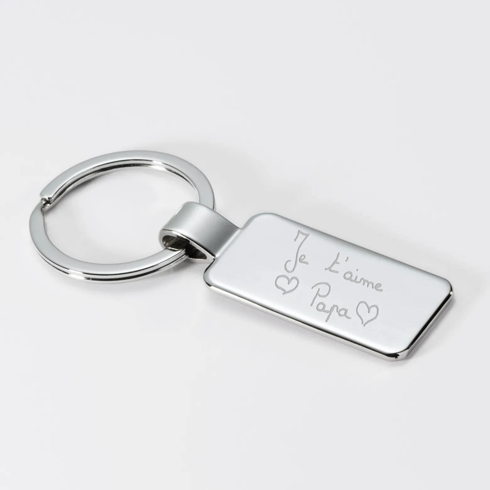 Porte-clés personnalisé gravé acier rectangle 41x22 mm