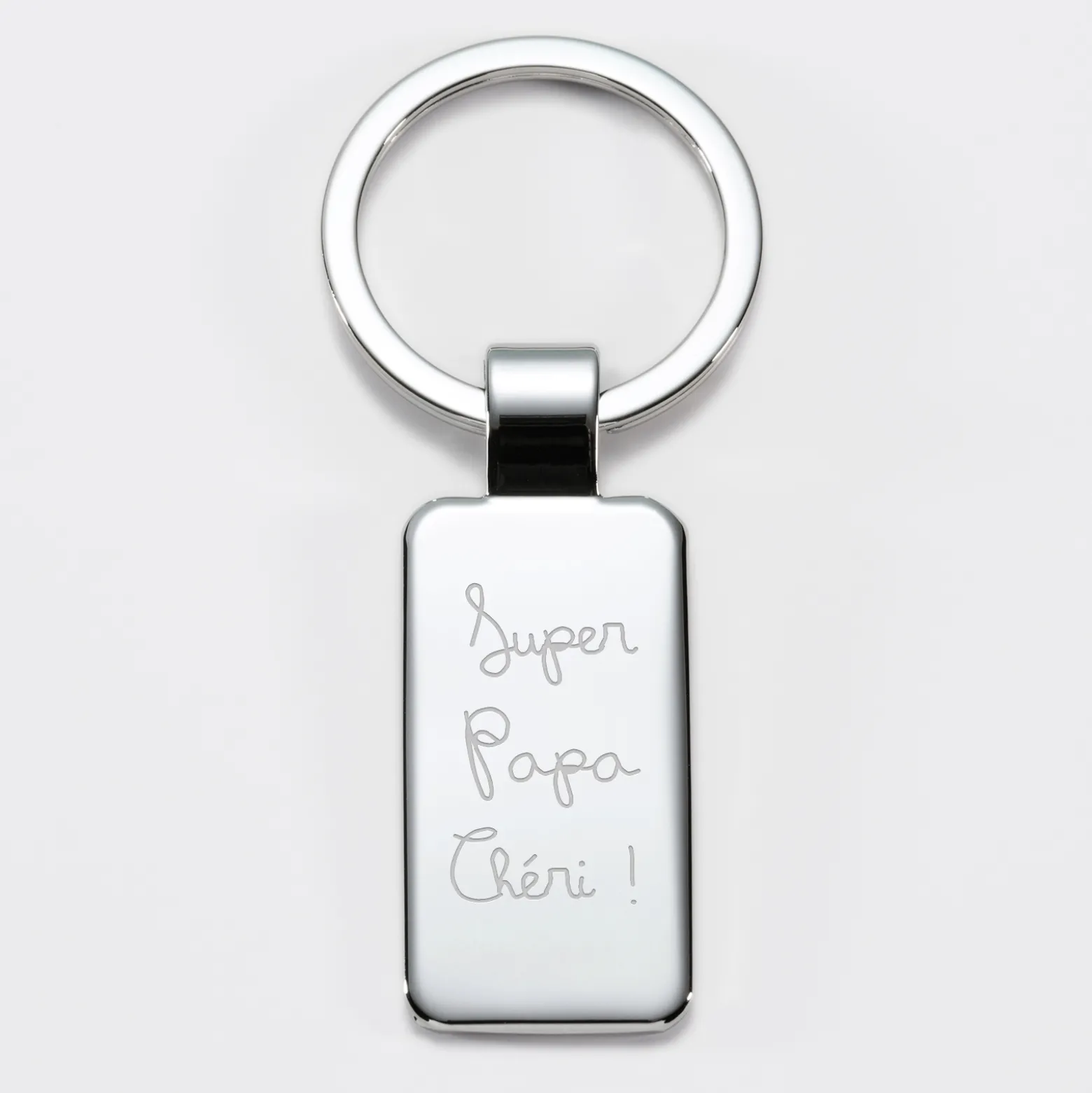 Porte-clés personnalisé gravé acier rectangle 41x22 mm