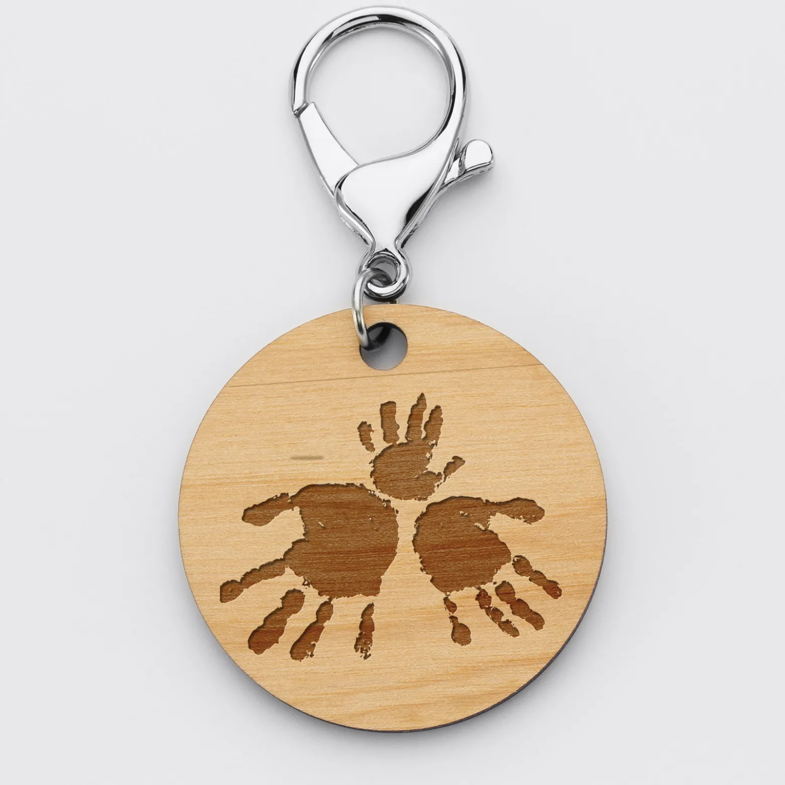 Porte-clés personnalisé gravé bois médaille ronde 50 mm - Nos petits imparfaits