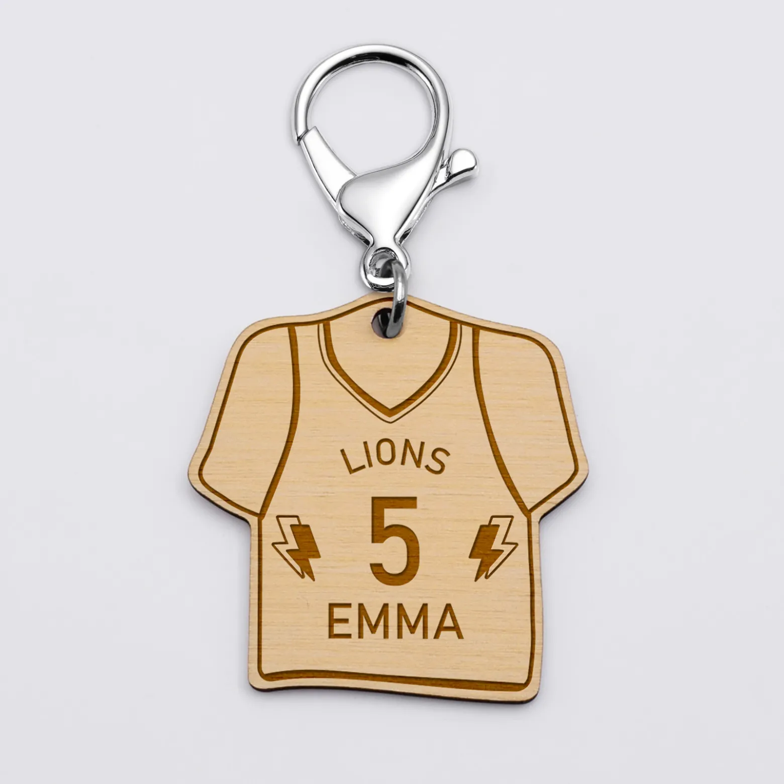 Porte-clés personnalisé gravé bois Maillot de basket 50x50 mm