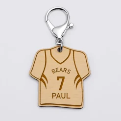 Porte-clés personnalisé gravé bois Maillot de basket 50x50 mm
