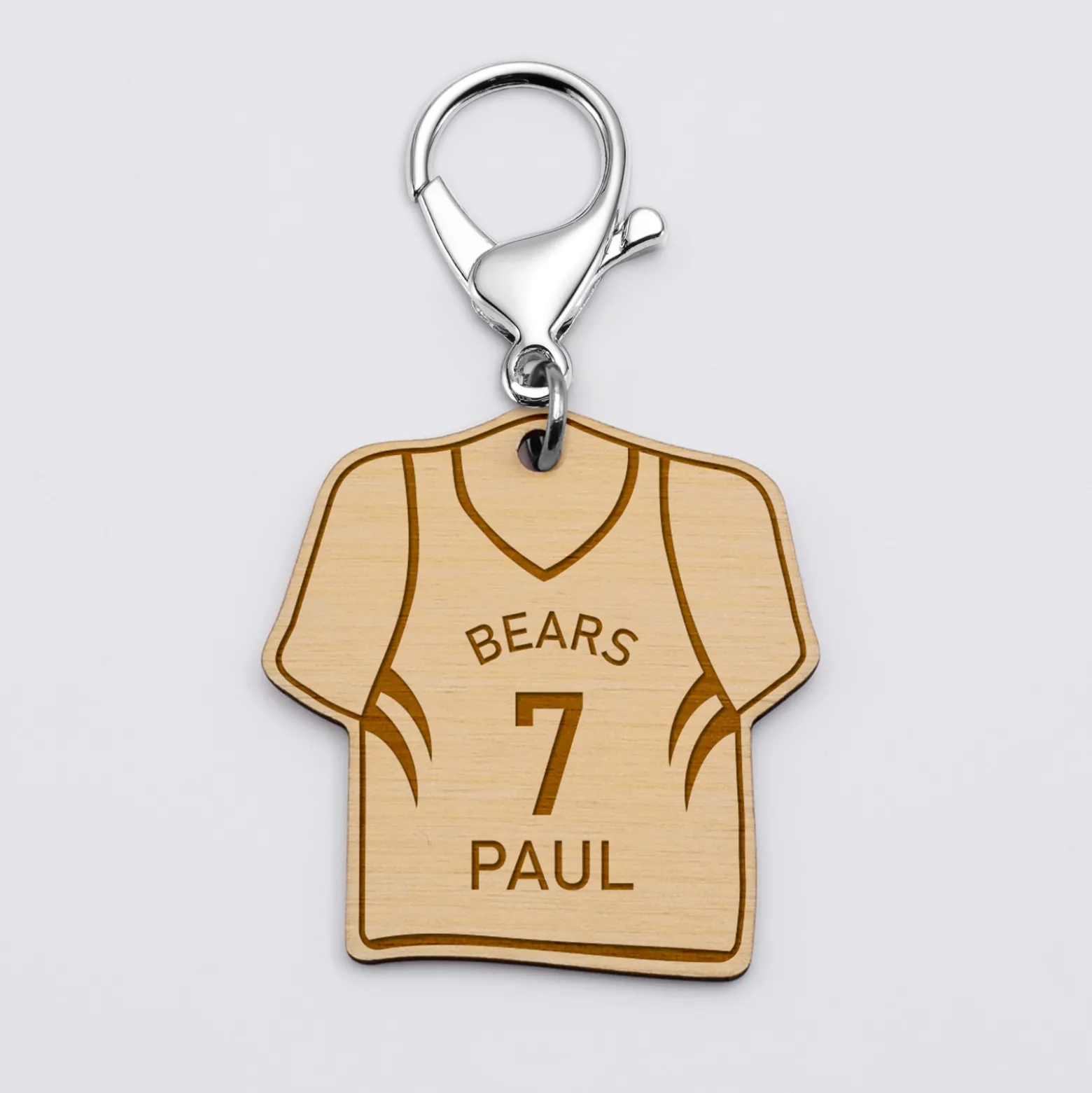 Porte-clés personnalisé gravé bois Maillot de basket 50x50 mm