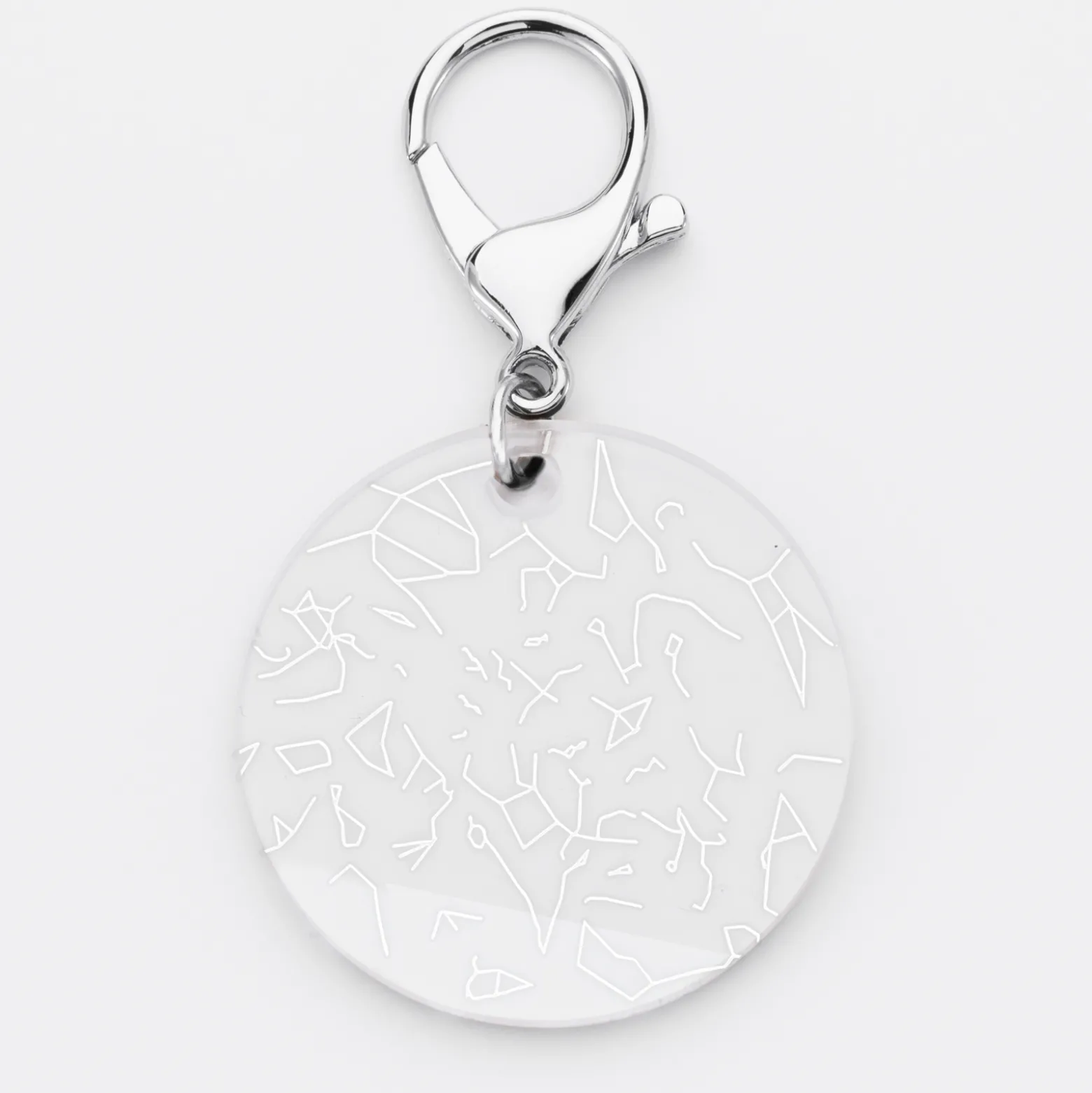 Porte-clés personnalisé gravé acrylique médaille ronde 50 mm "Carte du ciel étoilé"