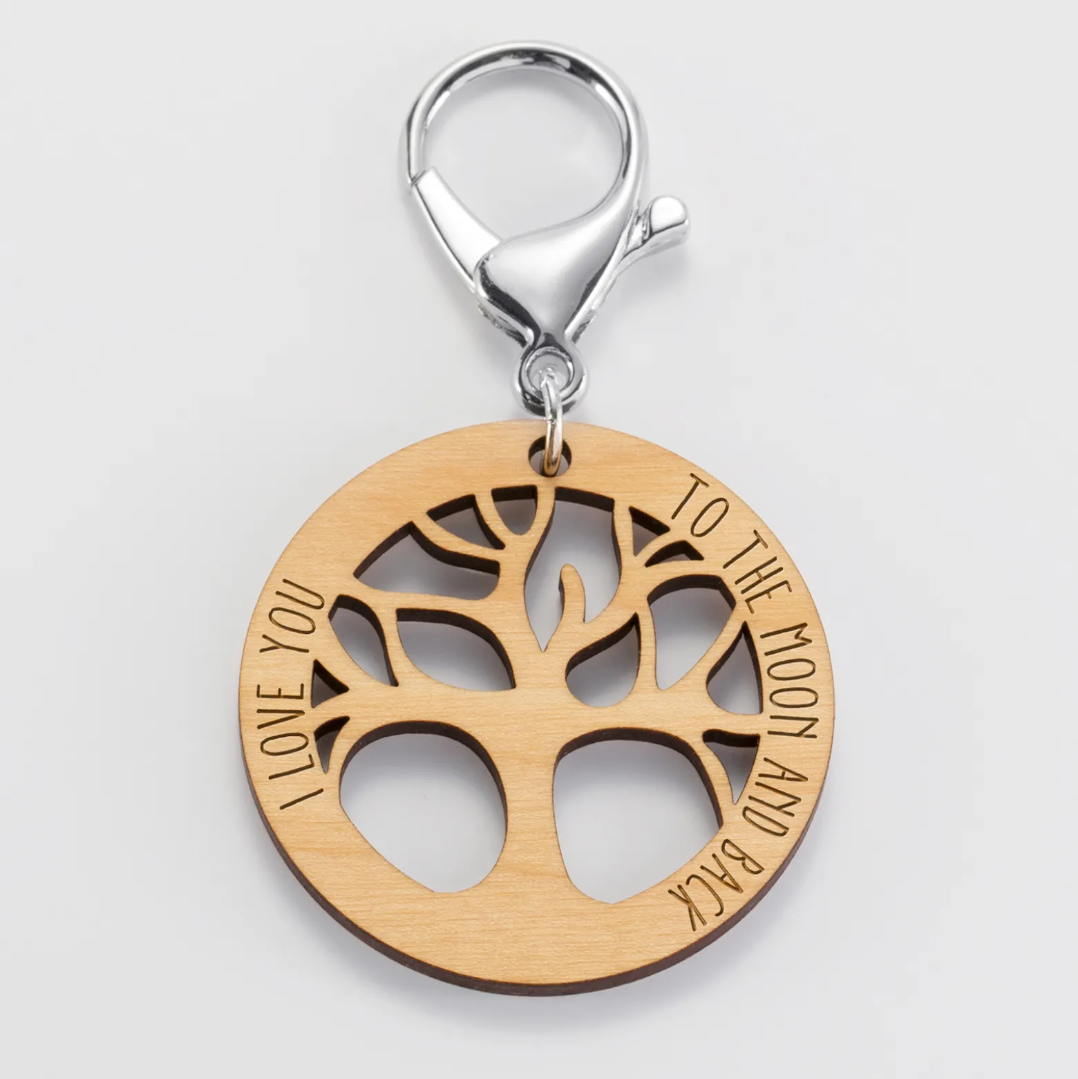Porte-clés personnalisé médaille gravée bois arbre de vie 50 mm