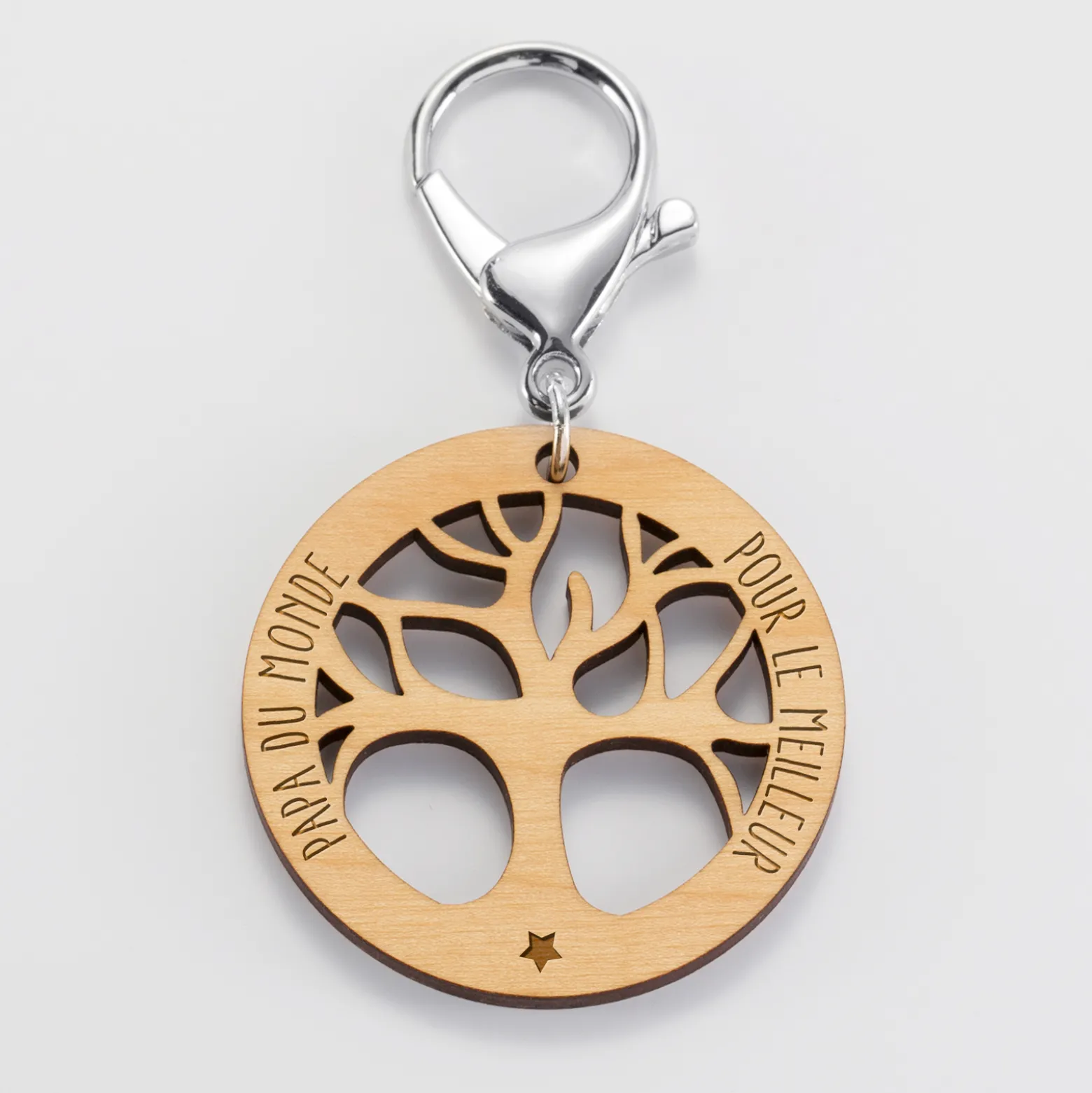 Porte-clés personnalisé médaille gravée bois arbre de vie 50 mm