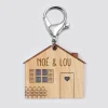 Porte-clés personnalisé médaille gravée bois Maison "Home Sweet Home"