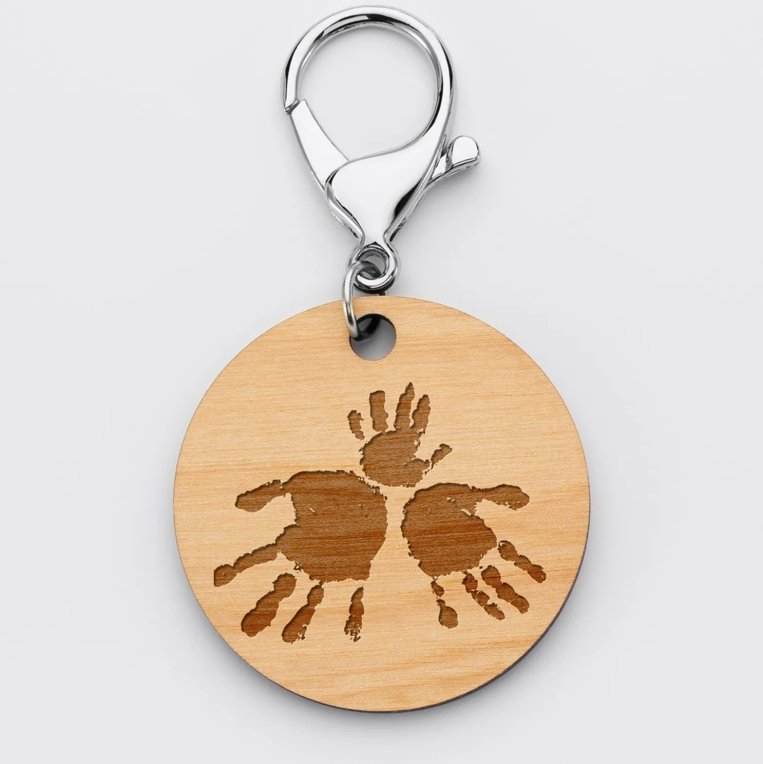 Porte-clés personnalisé prénom gravé bois médaille ronde 50 mm - HappyBulle x Marie Savart