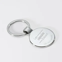 Porte-clés témoin homme personnalisé gravé acier rond 37 mm