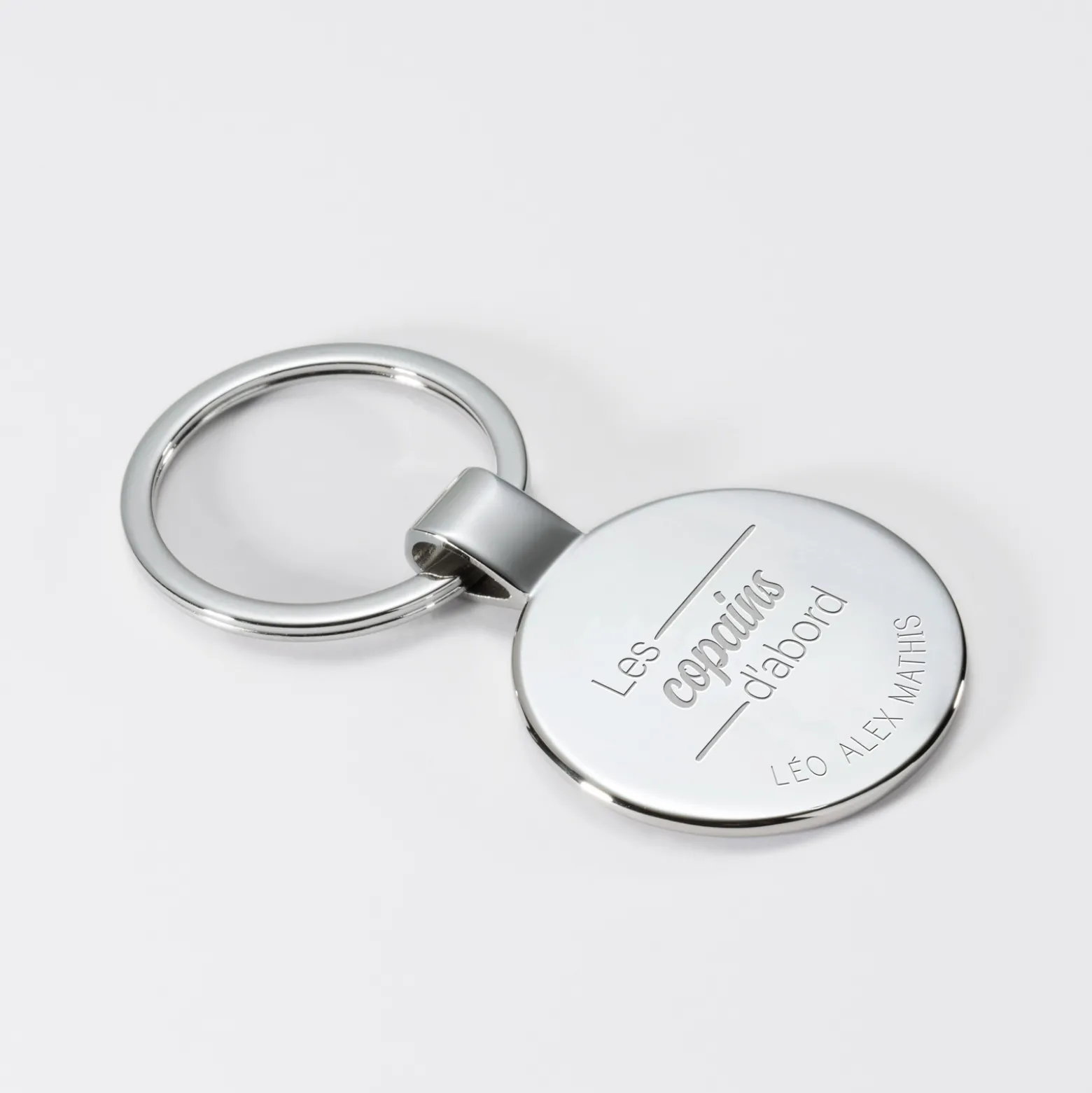 Porte-clés témoin homme personnalisé gravé acier rond 37 mm