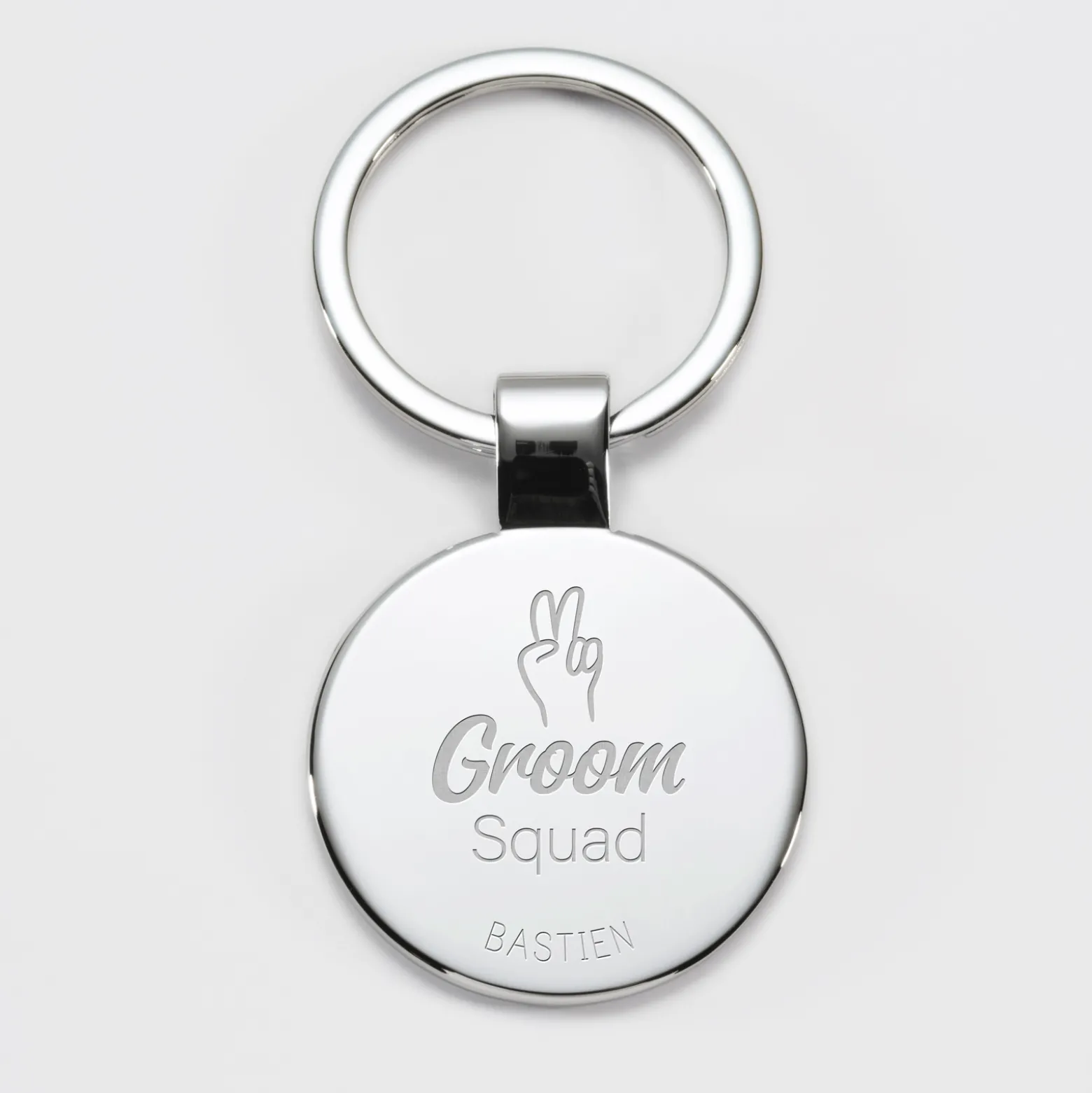Porte-clés témoin homme personnalisé gravé acier rond 37 mm