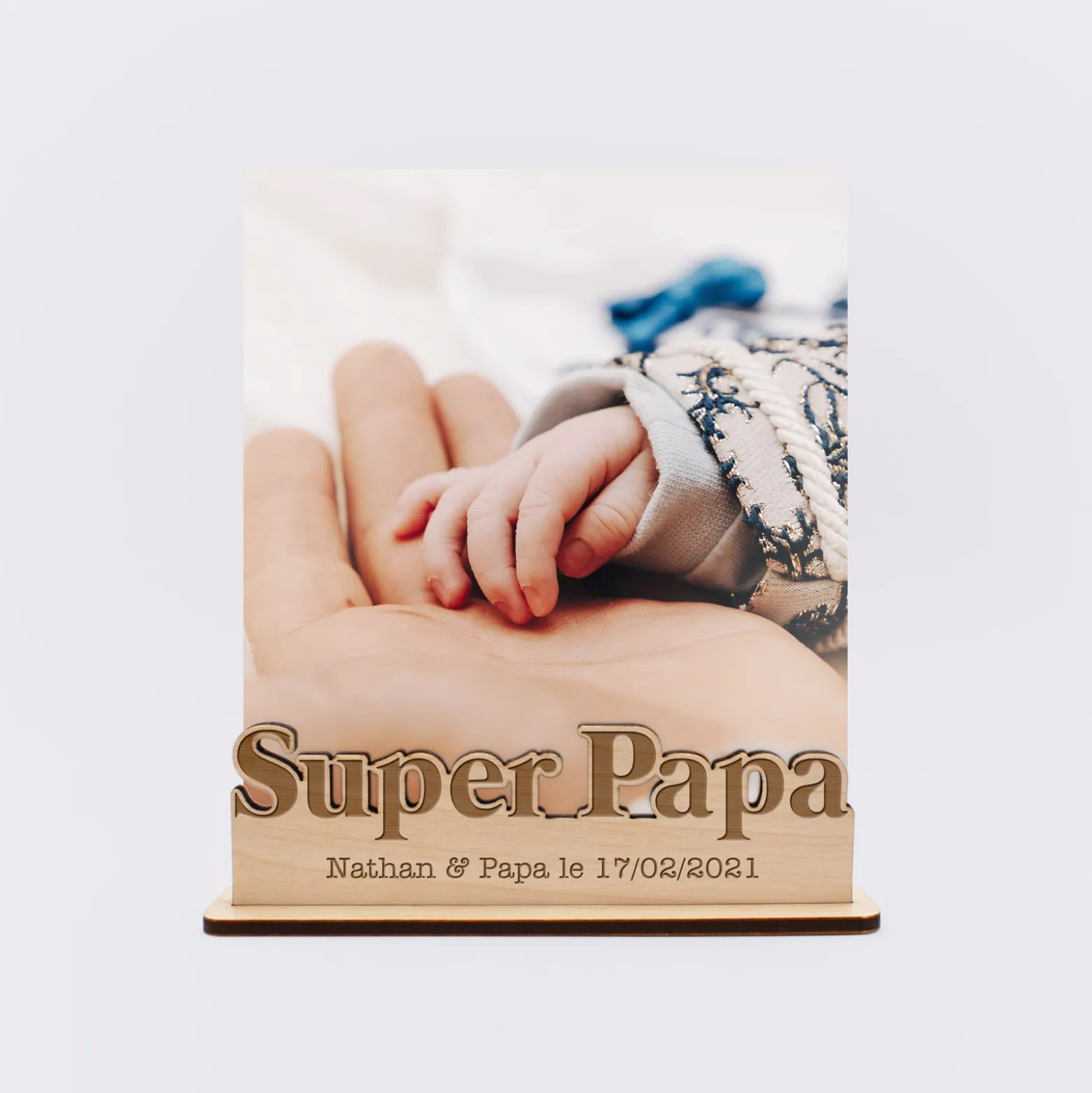 Porte-photo personnalisé bois gravé Super papa
