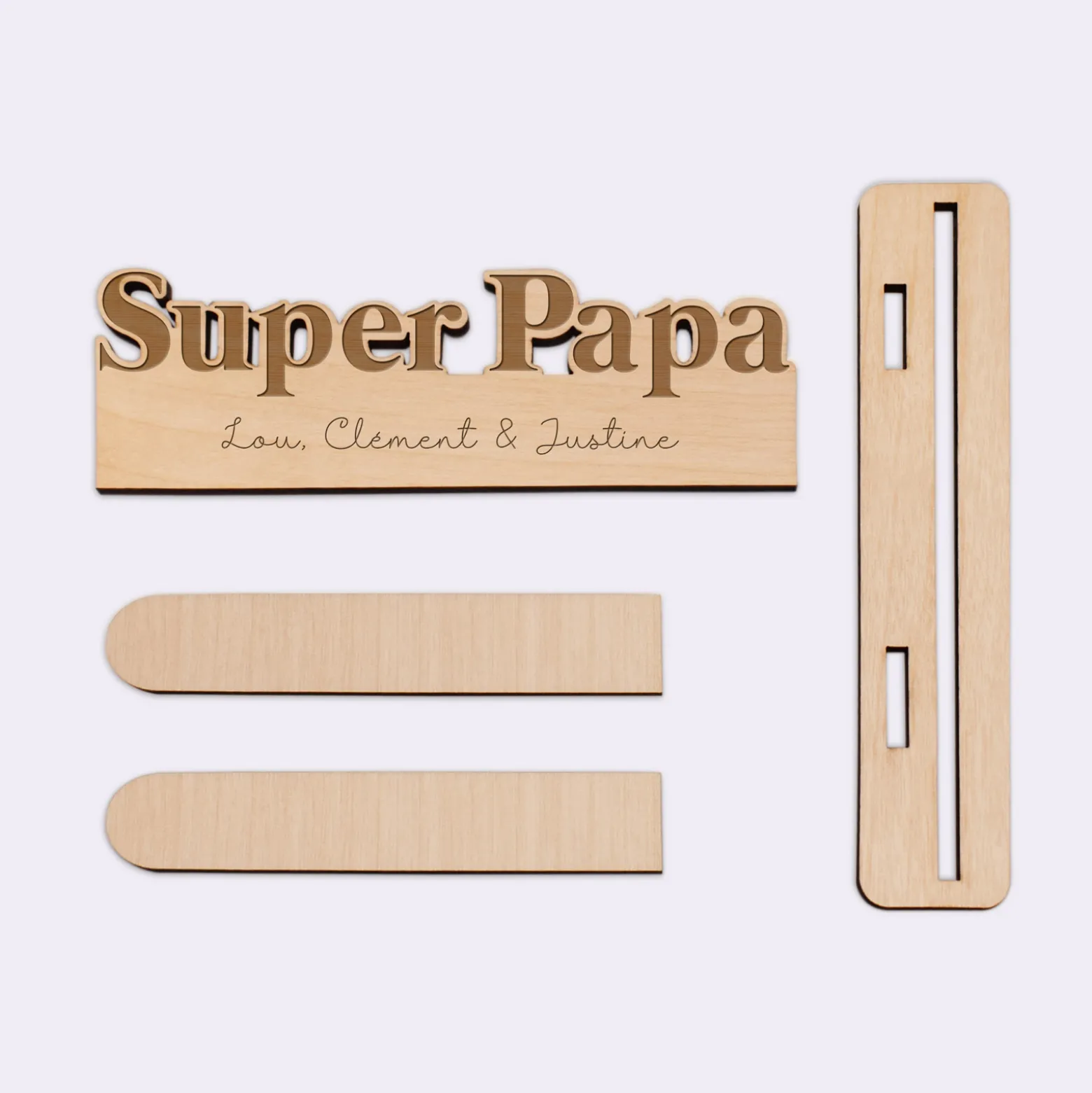 Porte-photo personnalisé bois gravé Super papa