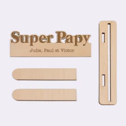Porte-photo personnalisé bois gravé Super papy