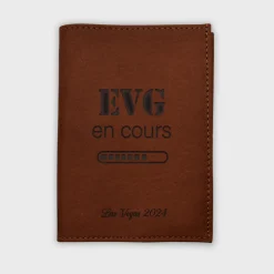 Protège passeport EVG personnalisé cuir couleur Fauve