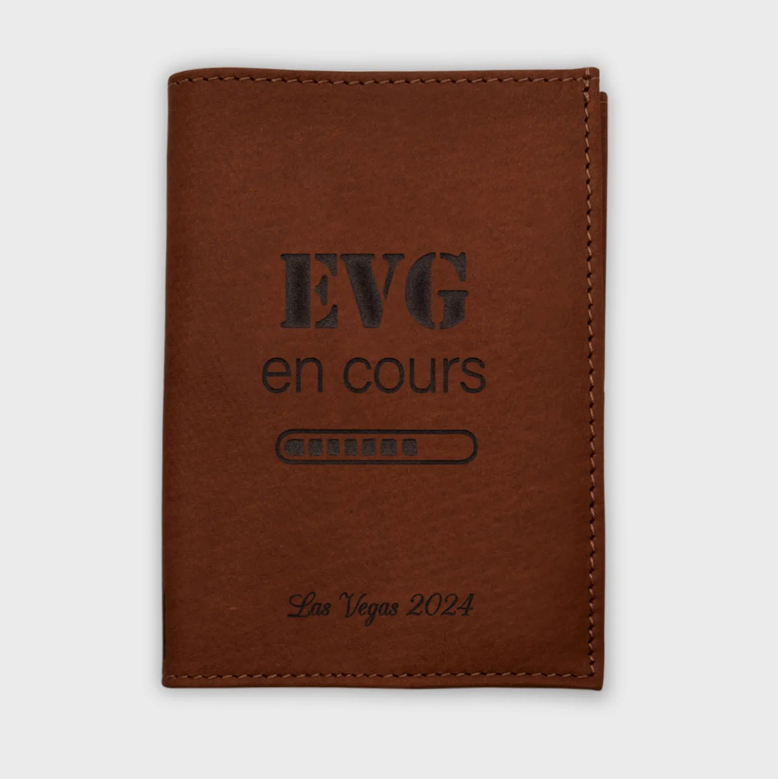 Protège passeport EVG personnalisé cuir couleur Fauve