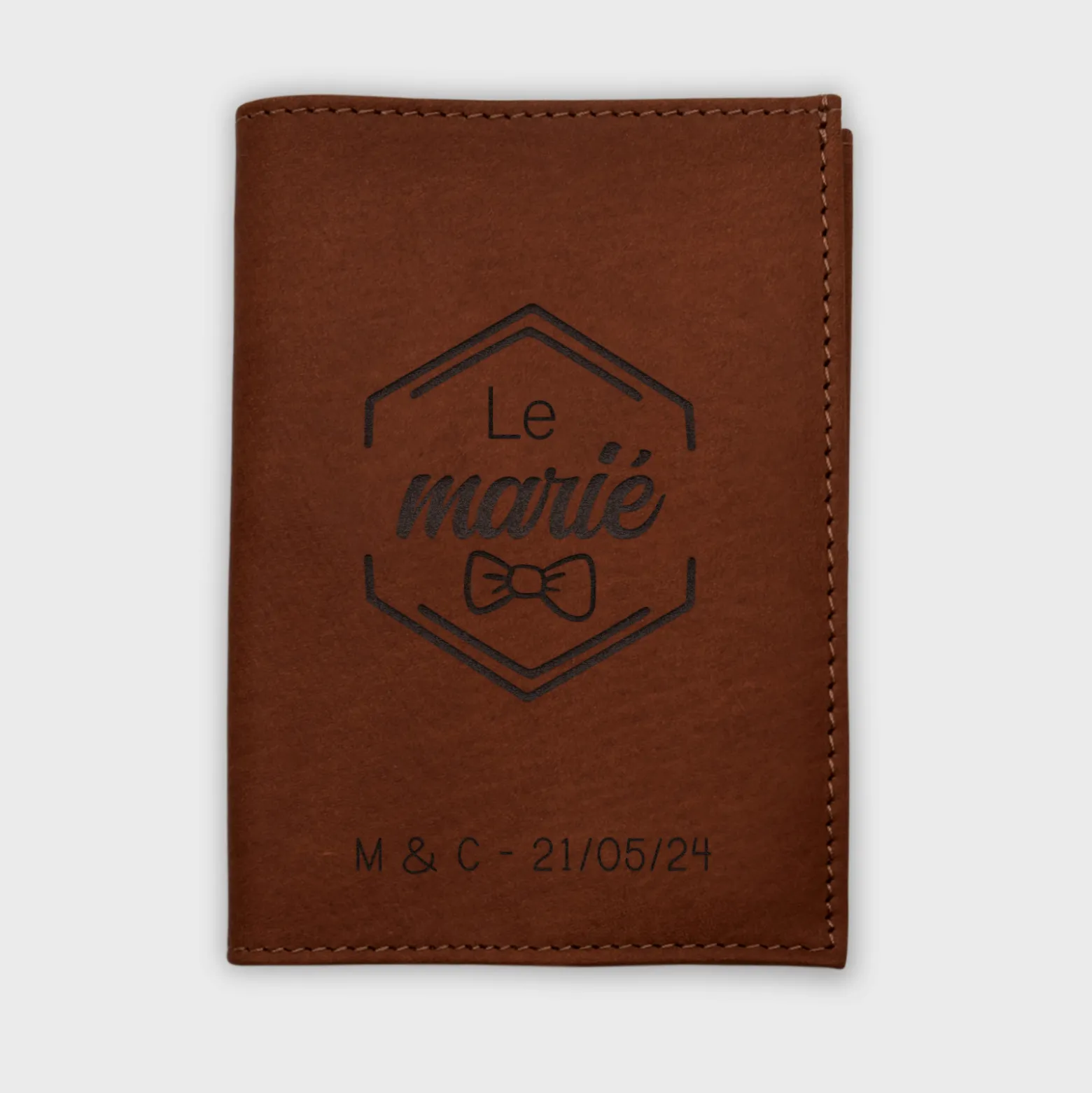 Protège passeport EVG personnalisé cuir couleur Fauve