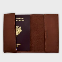 Protège passeport EVG personnalisé cuir couleur Fauve