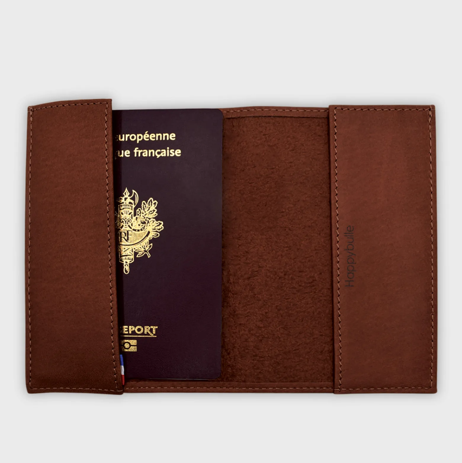 Protège passeport EVG personnalisé cuir couleur Fauve