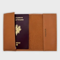 Protège passeport Mariée personnalisé cuir couleur Caramel